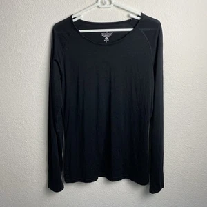 Camisa Top Segments Manga Larga Para Mujer Grande Negra 100% Lana Merino *agujeros* - Imagen 1 de 10