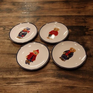 Polo Bear Canape Plate Set 4pcs Ralph Lauren Porcelain Dessert 5.7in/14.5cm - Picture 1 of 3