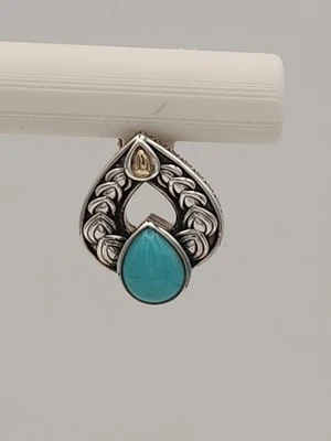 John Hardy 925 Silver & 14k Yellow Gold Angela Earrings Turquoise - Image 1 of 4