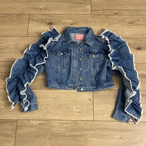AZALEA WANG RUFFLE SLEEVE JEAN JACKET Size M Medium - Picture 1 of 15