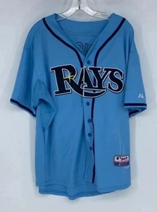 Men Majestic MLB Tampa Bay Rays #3 Evan Longoria Blue Baseball Jersey Size 48 XL - Picture 1 of 7