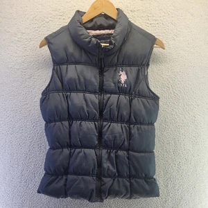 US Polo Assn. Womens L Puffer Vest Quilted Black Big Logo Premium Quality - Picture 1 of 13