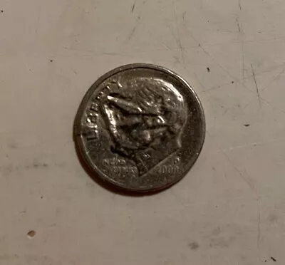 2000-D Roosevelt Dime Major DIE CHIP Errors - Obverse Reverse RARE One of a kind - Image 1 of 4