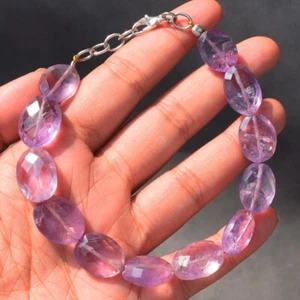 Oval Shape 109Cts Natural Single Strand Ametrine Faceted Beads Bracelet SK11E461 - Picture 1 of 7