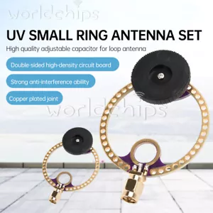Universal UV UHF 400M-470MHz+ VHF FM 80M-150MHz Mini FM Loop Antenna Connector - Picture 1 of 13