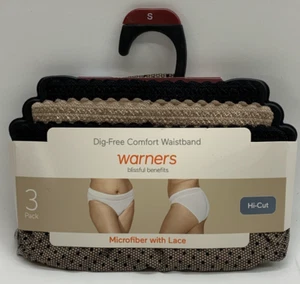 Blissful Benefits By Warner's Microfiber High Cut Panties Size S 5109W - 3 Pack - Picture 1 of 8