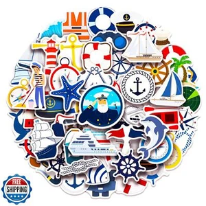 100 Pack Nautical Stickers, Nautical Party Favors, Anchor Birthday Decoration - Picture 1 of 5