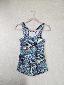 Lululemon Women Top Small Blue Print Polyester Sleeveless Racerback Active Tank - Picture 1 of 16