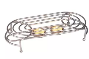 More details for chrome food warmer double oval tea light party chafing dish rack stand burner