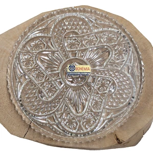 Jarra de cristal de Bohemia de 5" nudo celta mesa remache eternidad corte a mano montaña rusa - Imagen 1 de 6