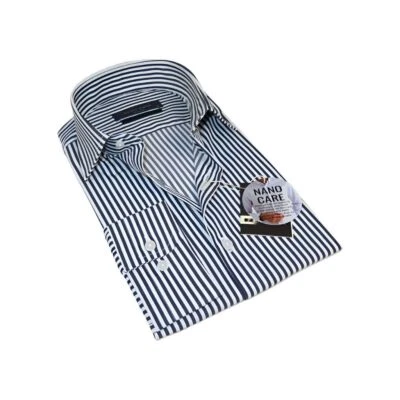 Camisa de vestir para hombre ENZO PARK Turquía 100 % algodón transpirable Enzo10 rayas negras Foto 1 de 4