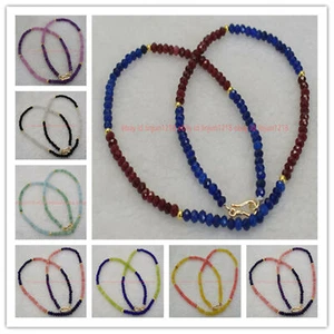 Natural 2x4mm Faceted Multicolor Rondelle Gems Beads Necklace 18" - Picture 1 of 26