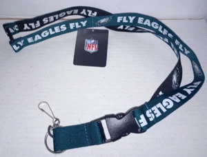 Philadelphia Eagles Lanyard W/Detachable Keystrap - Nylon - Green & Black - New - Picture 1 of 4