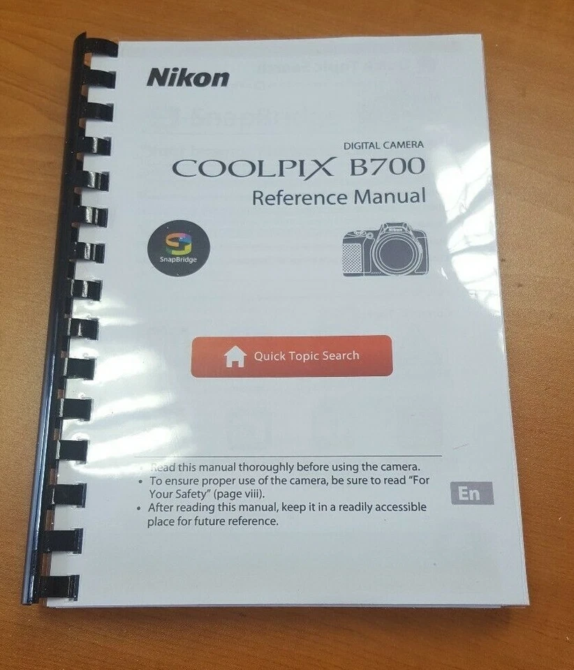 NIKON COOLPIX B700 CAMERA PRINTED INSTRUCTION MANUAL 226 PAGES A5 FREE POSTAGE - Image 1 of 1