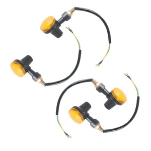 4Pcs Motorcycle Turn Signals Blinker Light Black Amber For Yamaha Kawasaki Honda - Picture 1 of 10