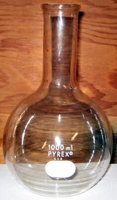 Frasco de fondo plano de vidrio Pyrex 1000 ml Foto 1 de 2