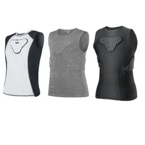 3pcs Youth Boy Padded Compression Shirt Vest Rib Chest Protector Black+White+Ger - Picture 1 of 17