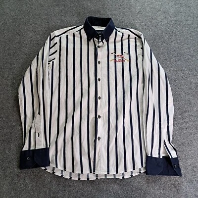 Hackett Shirt Mens Size Small Blue White Striped Button Down Cotton Long Sleeve  - Image 1 of 4