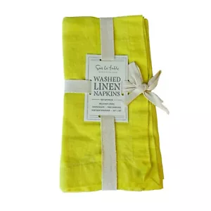 Sur La Table Washed Linen Napkins Yellow Fall Sunshine Set of 4 - 20" x 20" NEW - Picture 1 of 2