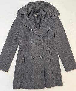 Moda International Damen Größe 0 Anthrazitgrau Wolle Zweireiher Peacoat - Bild 1 von 9
