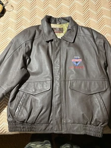 Handyman Club of America Giacca Bomber Pelle Marrone Uomo L Logo Ricamato - Foto 1 di 22
