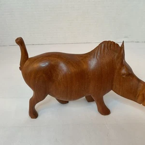 Handgeschnitztes Warzenschwein Wildschwein Schwein Vintage Holzfigur Schnitzerei 7 Zoll - Bild 1 von 7