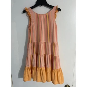 Matilda Jane dress girls size 10 pink orange stripes bow tiered ruffles - Picture 1 of 5