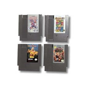 NES Game Lot Bad Dudes Blades of Steel Track & Field II WWF WrestleMania Tested