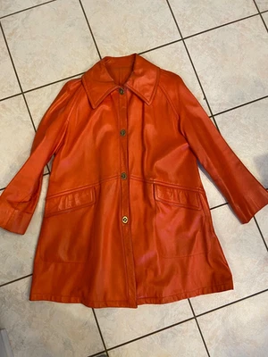 Винтажный Bonnie Cashin для пороги кожаная куртка - оранжевый полный кожаный с подкладкой - Изображение 1 из 4