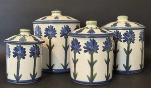 Vintage 4 Stck. Louisville Steinzeug Bachelor Knopf Kornblume Kanister Set - Bild 1 von 8