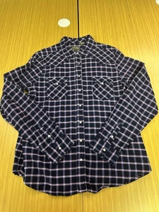 Roper Western Shirt Womens L/S Plaid Flannel Blue 03-050-0522-3697 BU Large - Picture 1 of 7
