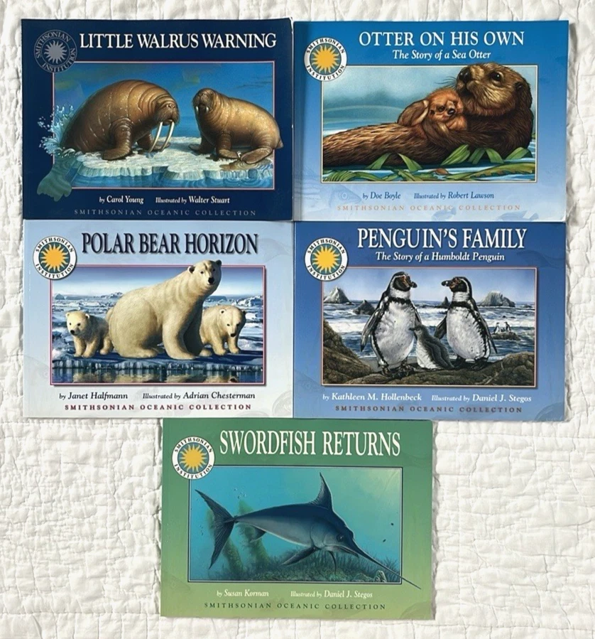 Smithsonian Oceanic Collection Kids Ocean Animal Book Lot Walrus Otter Penguin Foto 1 de 4