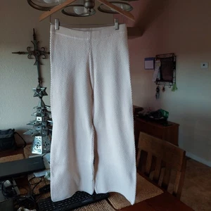 FP Beach Free People Crop Damen Hose weites Bein Strick Gr. S hoher Bund elfenbeinfarben Pull on  - Bild 1 von 8
