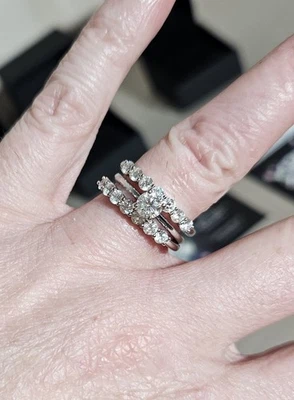 Leo First Light Diamond Engagement 3 Ring Set 1.5 Ct Total Round Solitaire 14k  - Image 1 of 4