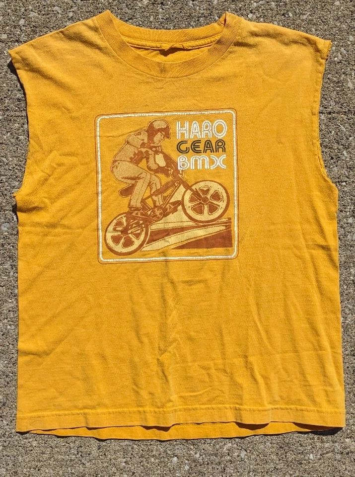 Camiseta de Colección Años 80 HARO BMX Bicicleta de Carreras Antigua Escuela Para Hombres Llantas Cortadas Mag RARA Foto 1 de 4