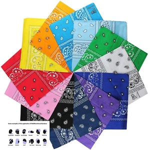12 Pcs(1Dz) Paisly Print 100% Cotton New BANDANNA Hankerchief Scarf 27 Colors - Picture 1 of 28