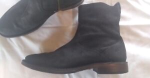 Frye Bowery Black Factory Distressed Suede Boots SZ 8