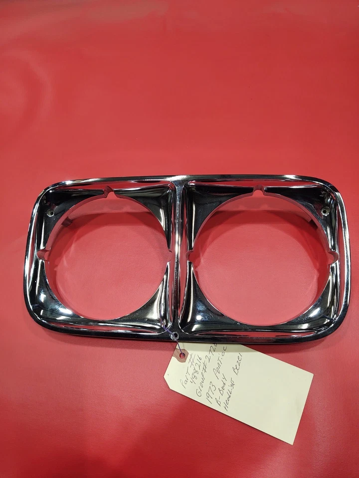 NOS GM OEM 1973 73 PONTIAC BONNEVILLE CATALINA GRANDVILLE CHROME HEADLIGHT BEZEL - Image 1 of 4