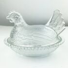 vintage Indiana Glass clear Hen on Nest chicken figurine dish