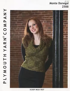 Scoop Neck Vest - Plymouth Yarn KNITTING PATTERN 2588 Monte Donegal Women 32-42" - Picture 1 of 2