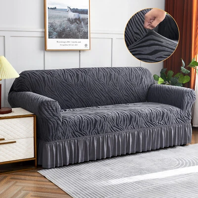 Funda de sofá de alta elasticidad con dobladillo de falda cubierta completa jacquard antideslizante Foto 1 de 4