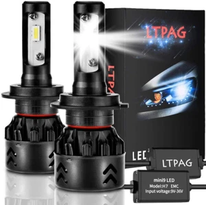 LTPAG H7 LED Bulb, CSP H7 LED 72W 12000 LM Dimmable or Low Dimmable Headlights - Picture 1 of 12