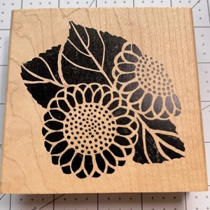 Large Sunflower Leaf Rubber Stamp Nature Connors Collectibles Craft Card Making - Picture 1 of 4