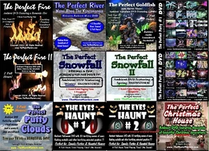 YOUR Choice of 12 DVD's Fireplace, Waves, Aquarium, River, Party, Snow, 12 DISCS - Imagen 1 de 12