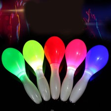 2X Flashing Multi Colour LED Maracas Light Up Neon Sensory Shaking Toy&Festival
