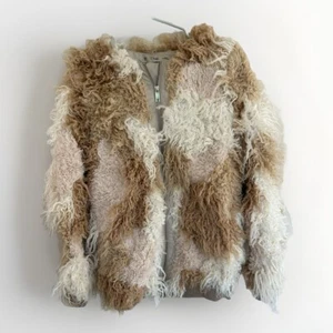 Nasty Gal NWT Hope Fur The Best Shaggy Mongolian Bomber Jacket 90s Y2K M - Picture 1 of 10