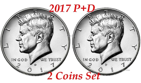 2017 Kennedy Half Dollars 2 coins set P + D Clad President 50¢ coin US Mint Cover