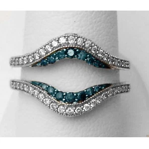 Solitär Enhancer Lab-Created Moissanite Ring Guard Wrap 14K Weißgold Silber - Bild 1 von 13