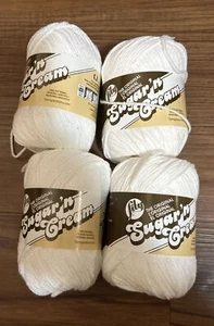 Lily Sugar N Cream Medium 4 White 100% Cotton Yarn 2.5 Oz Skeins Lot 4 NEW READ - Picture 1 of 2