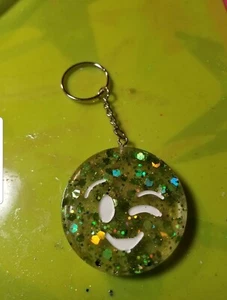 Apple Green Glitter Glow In The Dark Keychain - Picture 1 of 1